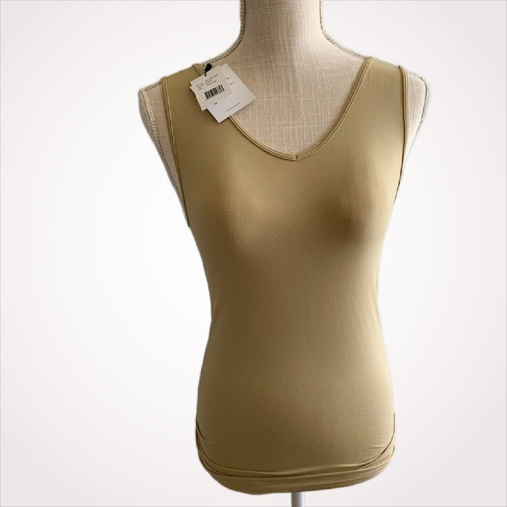 NWT Fornia Tan Beige Fitted Scoop Neck Tank Top
